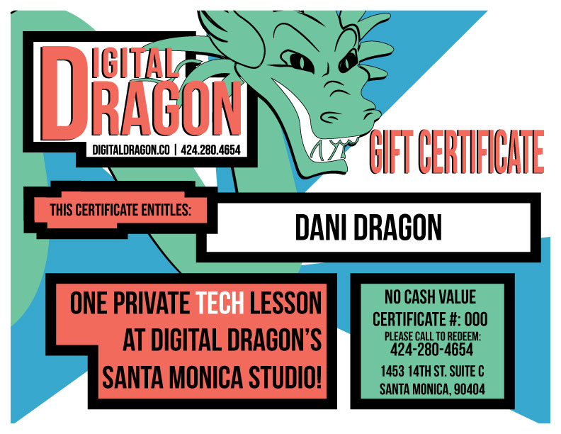 Digital Dragon Holiday Gift Certificate for Educational Present